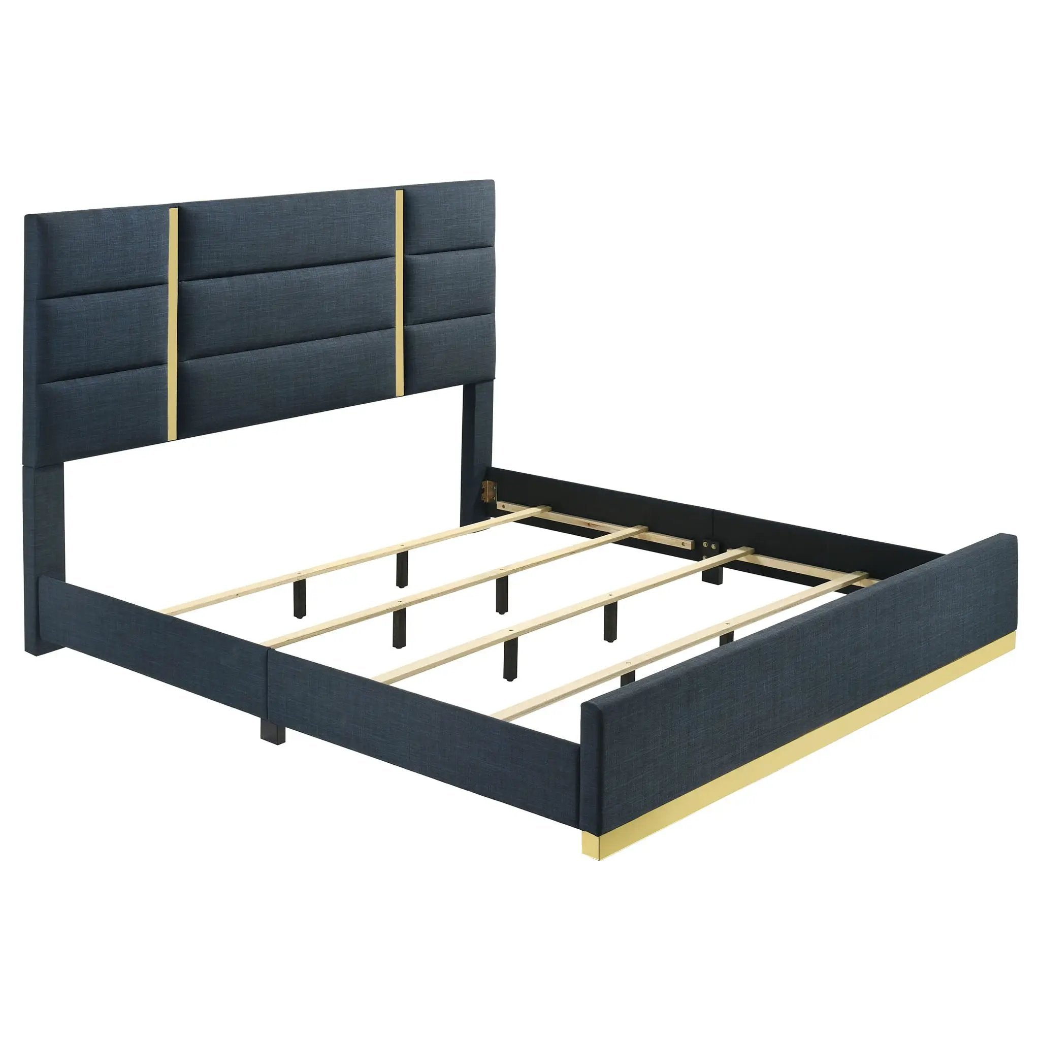 Ines 5-piece Eastern King Bedroom Set Navy and White High Gloss by Unique Piece Furniture