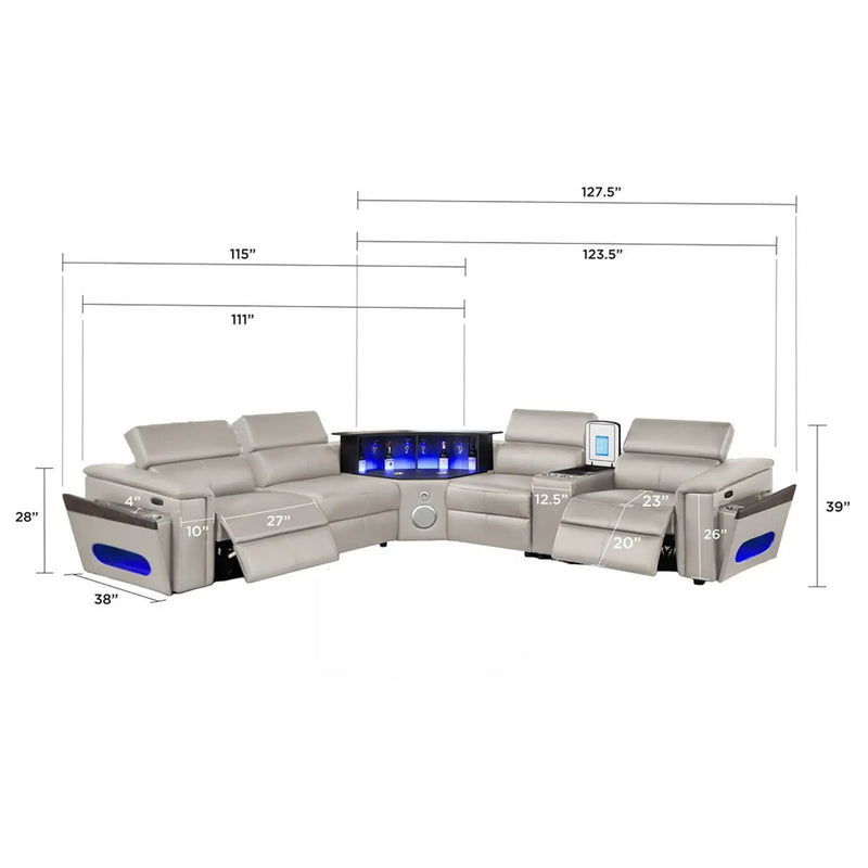 Nova - Sectional With Bluetooth Speaker, LED And Lifting Wine Cabinet by HouseOfZazla