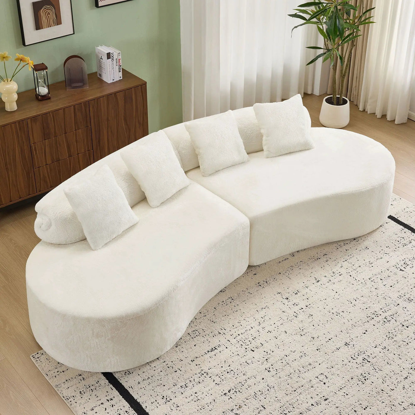 Modern Curved Sofa With Pillows by Unique Piece Furniture