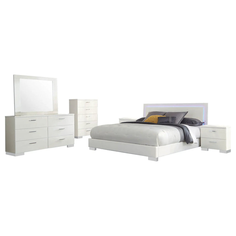 Felicity 6-piece Queen Bedroom Set White High Gloss by Unique Piece Furniture