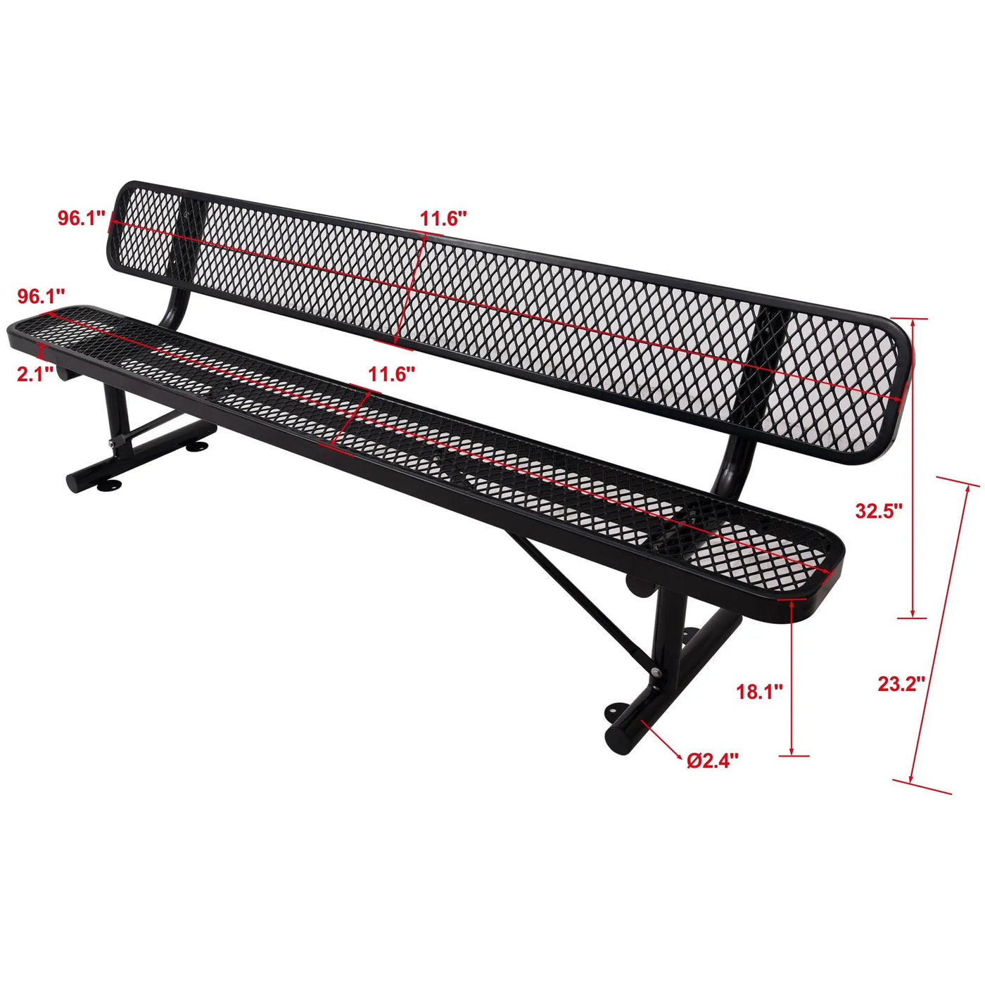 6' Outdoor Steel Bench With Backrest by HouseOfZazla