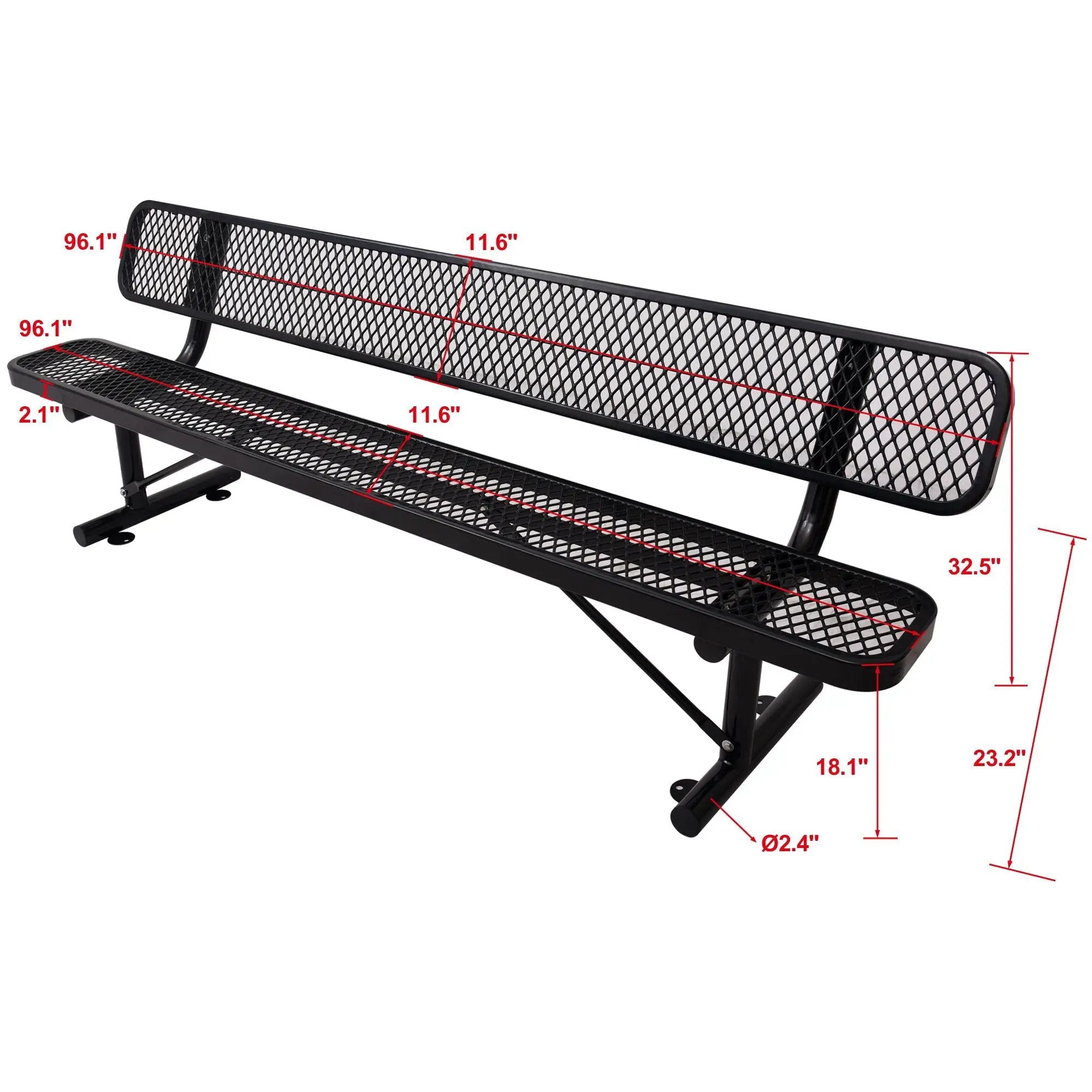 6' Outdoor Steel Bench With Backrest by Unique Piece Furniture
