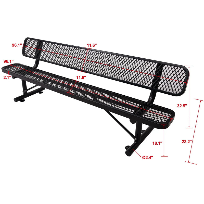 6' Outdoor Steel Bench With Backrest by HouseOfZazla