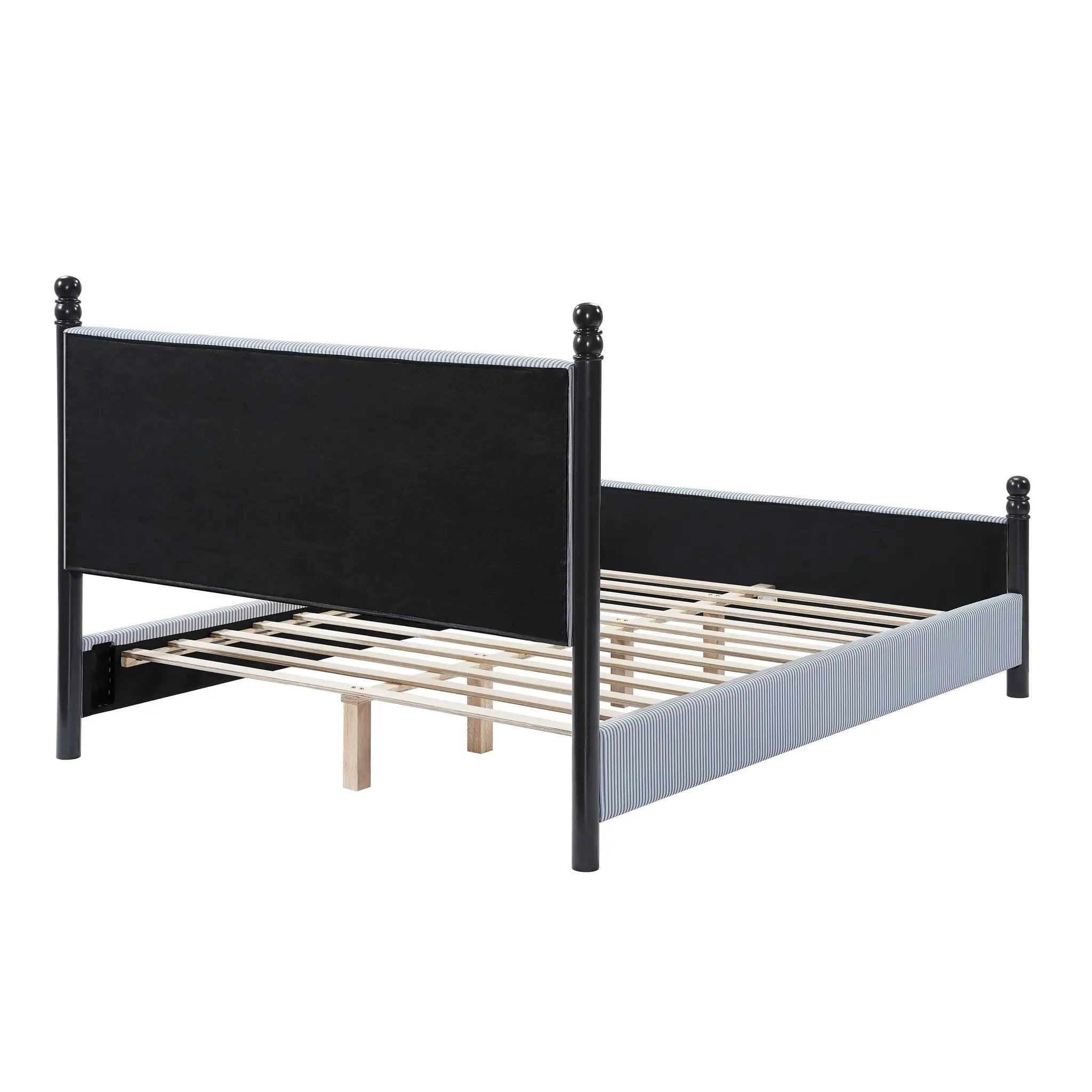 48-inch Striped Rubberwood Upholstered Bed, King by HouseOfZazla