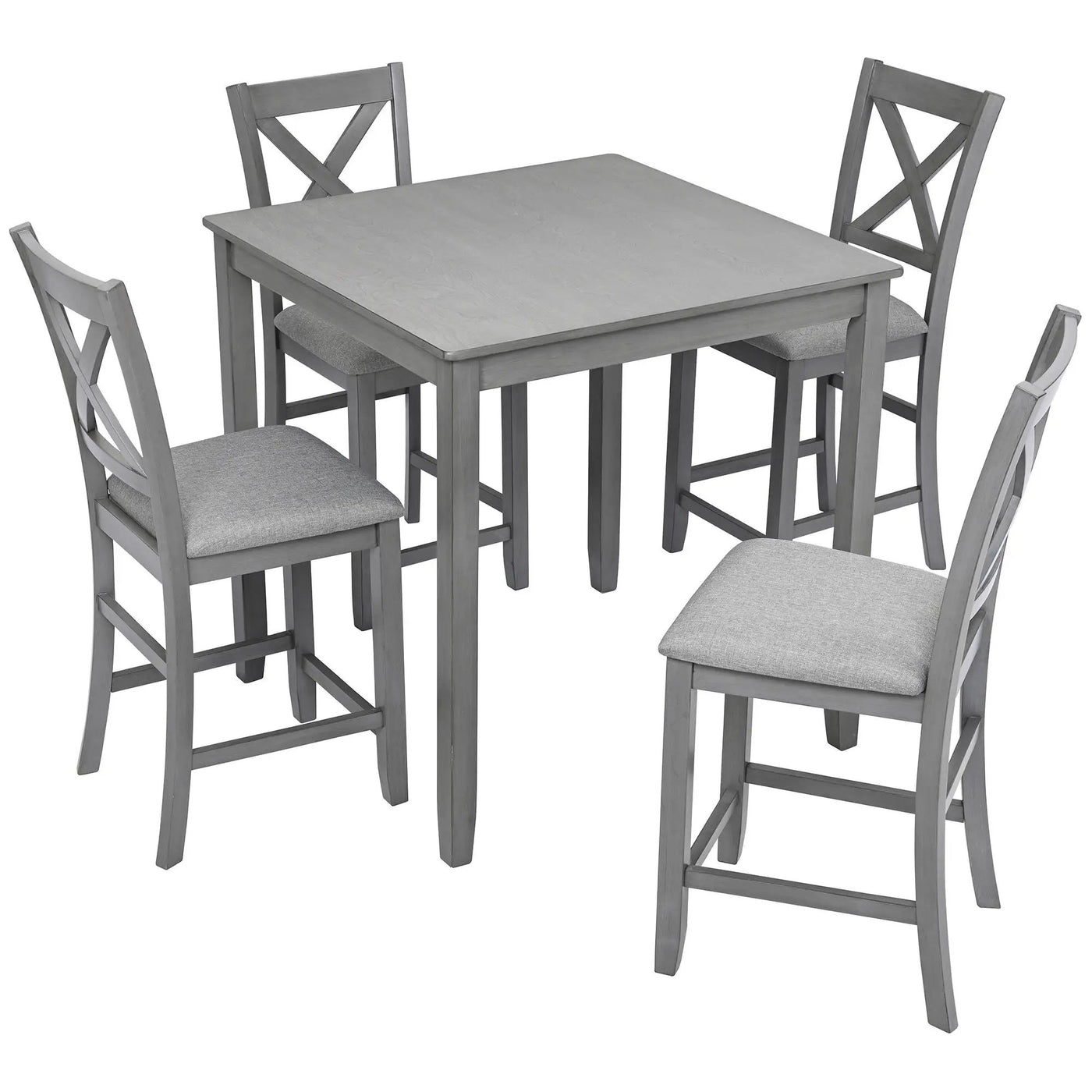 5 Piece Dining Table Set, Wooden Dining Square Table Set For 4 by HouseOfZazla
