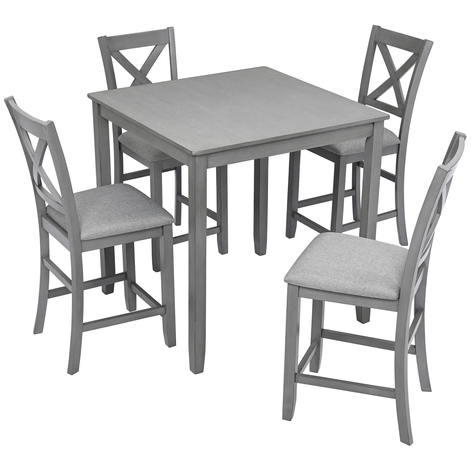 5 Piece Dining Table Set, Wooden Dining Square Table Set For 4 by HouseOfZazla