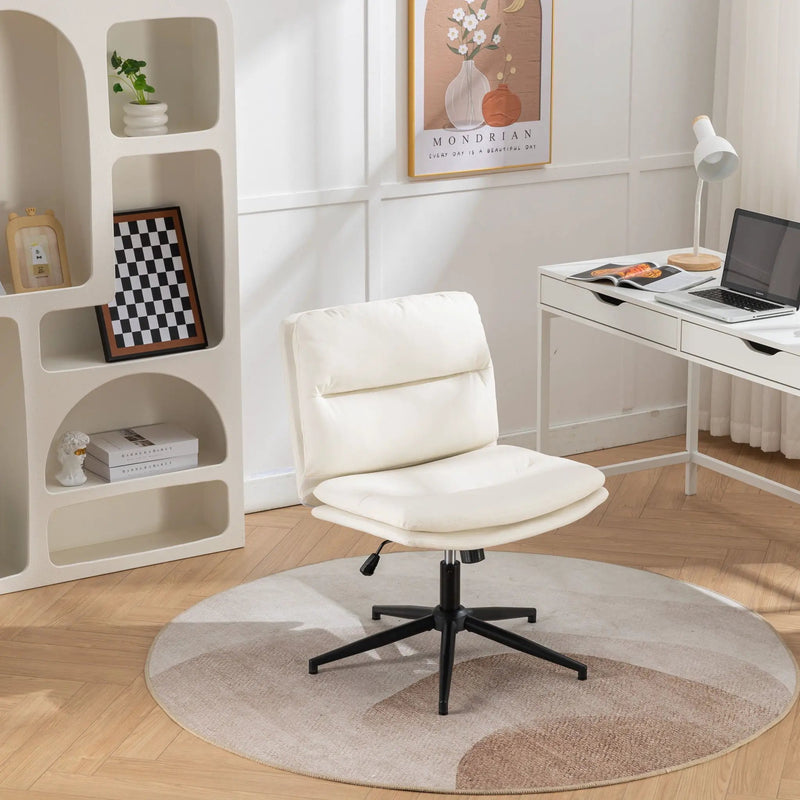 Bizerte - Adjustable Swivel Criss-Cross Chair, Wide Seat / Office Chair / Vanity Chair - White by Unique Piece Furniture