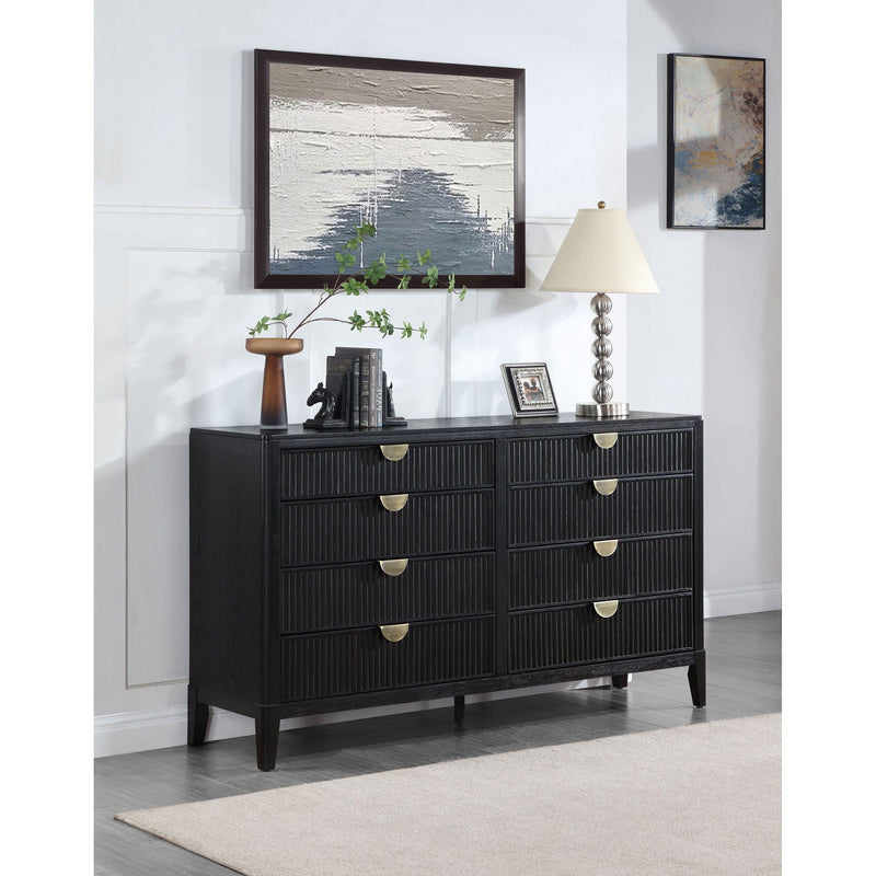 Mason - 8 Drawer Dresser With Fluted Design - Black by HouseOfZazla