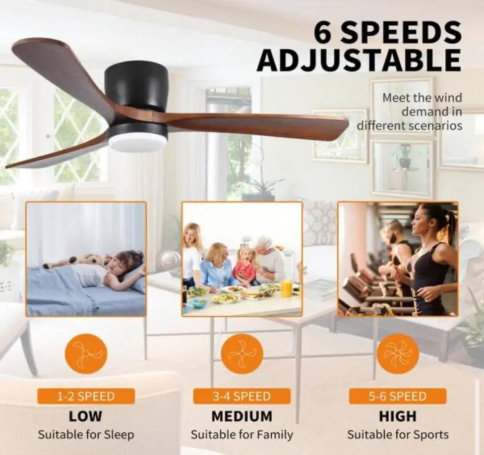 Open Box Sunpez 42 in. Indoor/Outdoor Black Modern Flush Mount LED Ceiling Fan with App, Wall and Remote Control Included by Selzalot