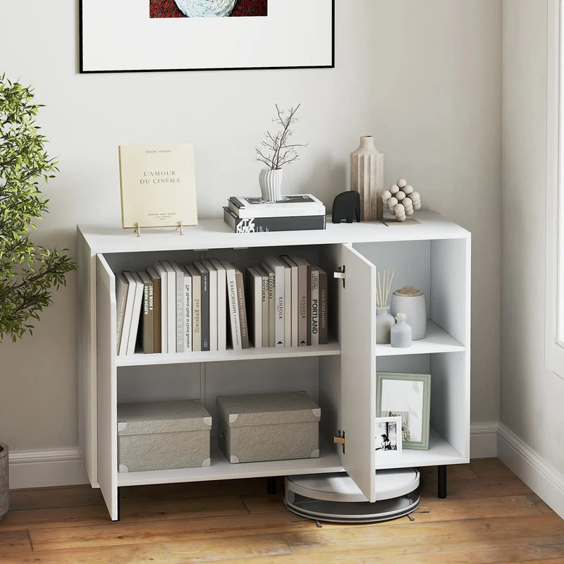 42 Inch Sideboard Buffet Cabinet Kitchen with Adjustable Shelves-White by DirectDeals