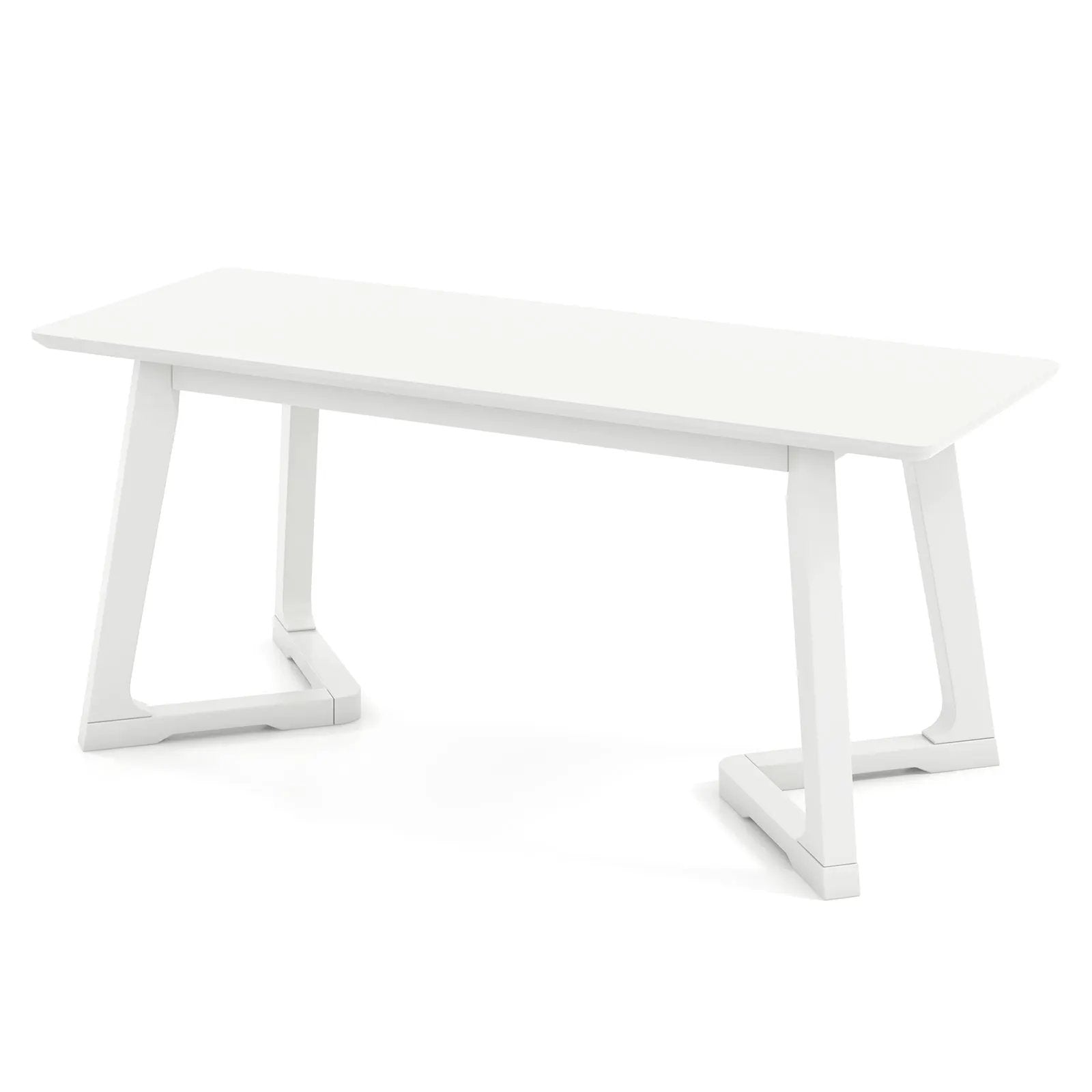 42 Inch Modern Entryway Bench Long Dining Bench with Rubber Wood Legs-White by DirectDeals