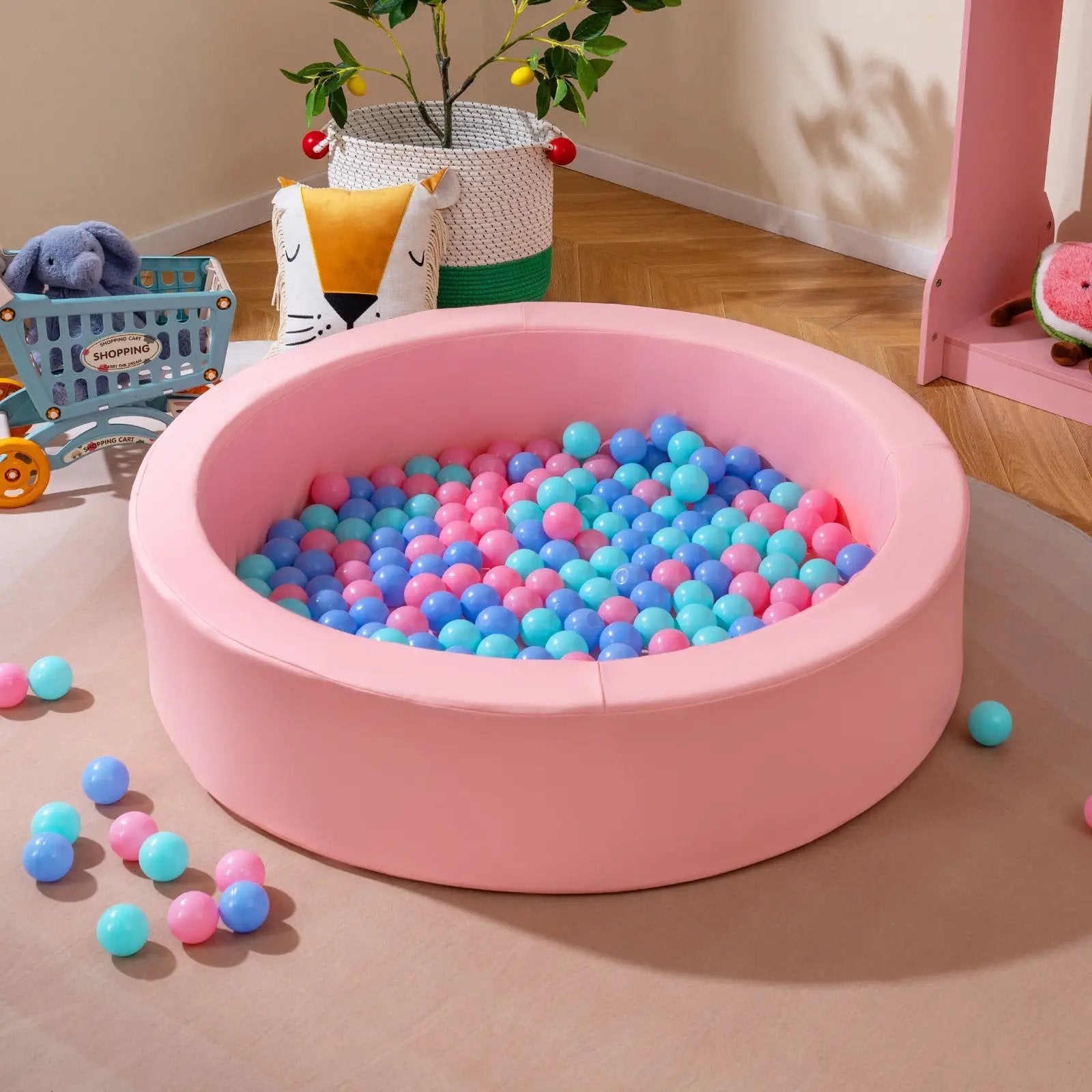 42.5 Inch Round Foam Ball Pits with 25D Sponge Filling and Washable PU Cover for Toddlers by DirectDeals