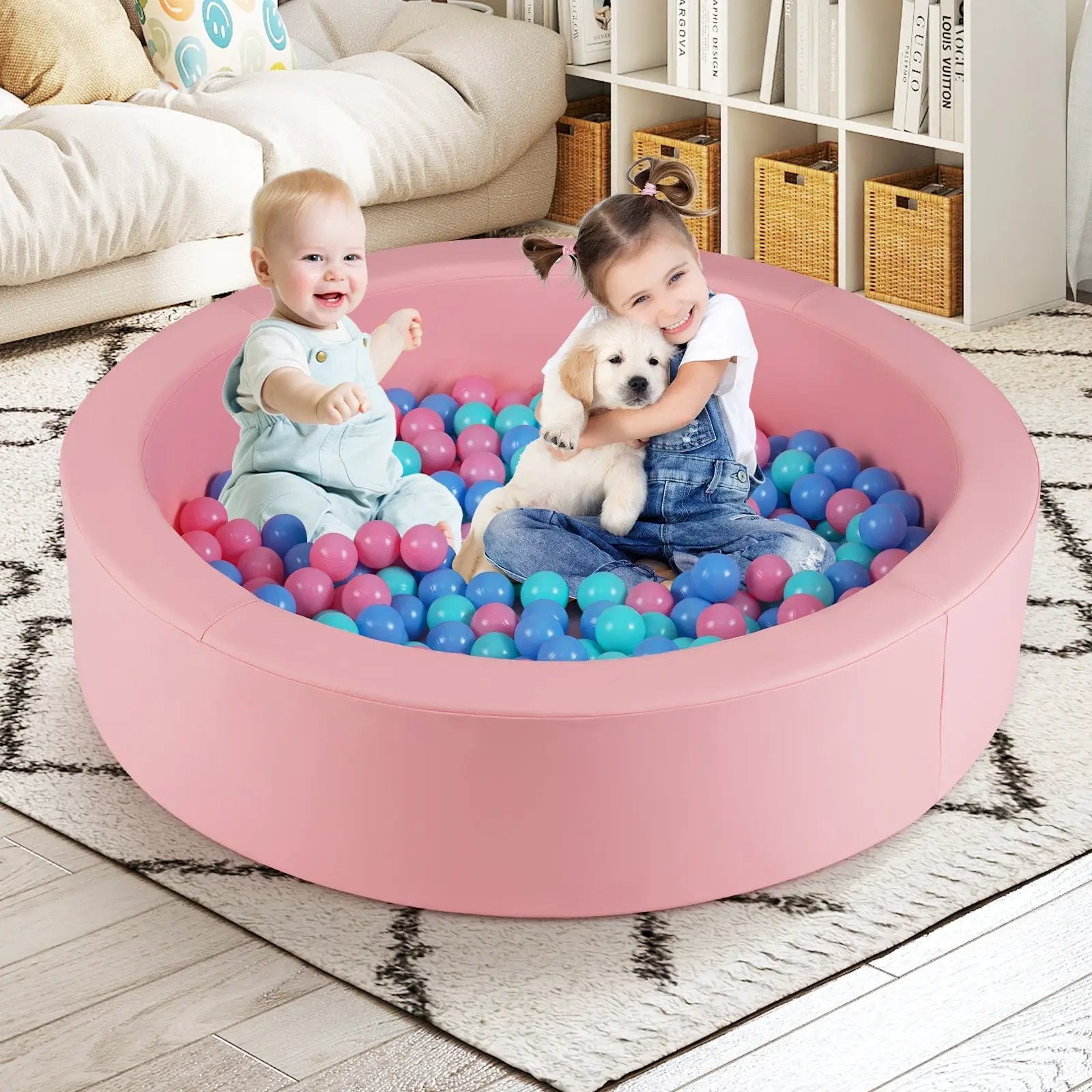 42.5 Inch Round Foam Ball Pits with 25D Sponge Filling and Washable PU Cover for Toddlers by DirectDeals