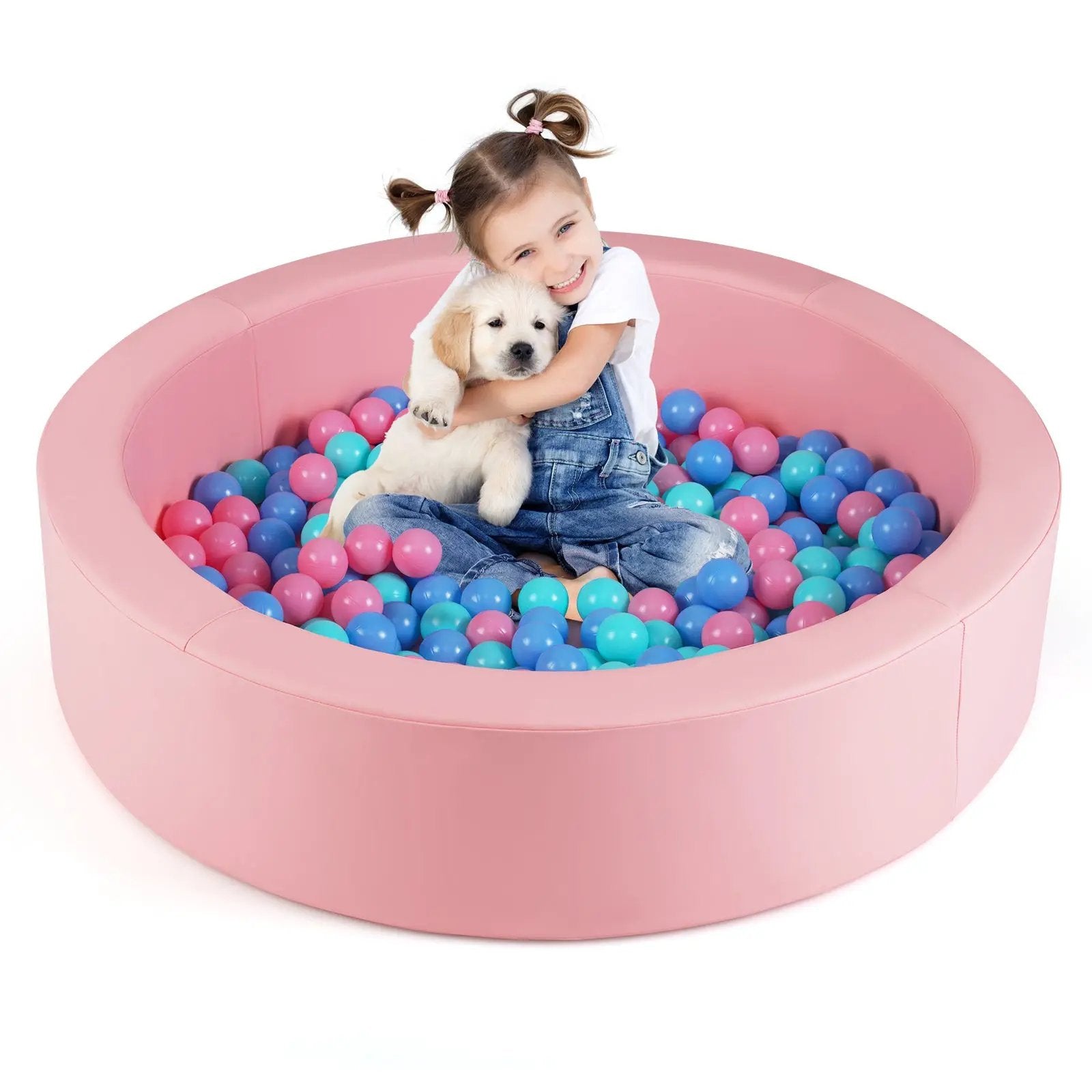 42.5 Inch Round Foam Ball Pits with 25D Sponge Filling and Washable PU Cover for Toddlers by DirectDeals