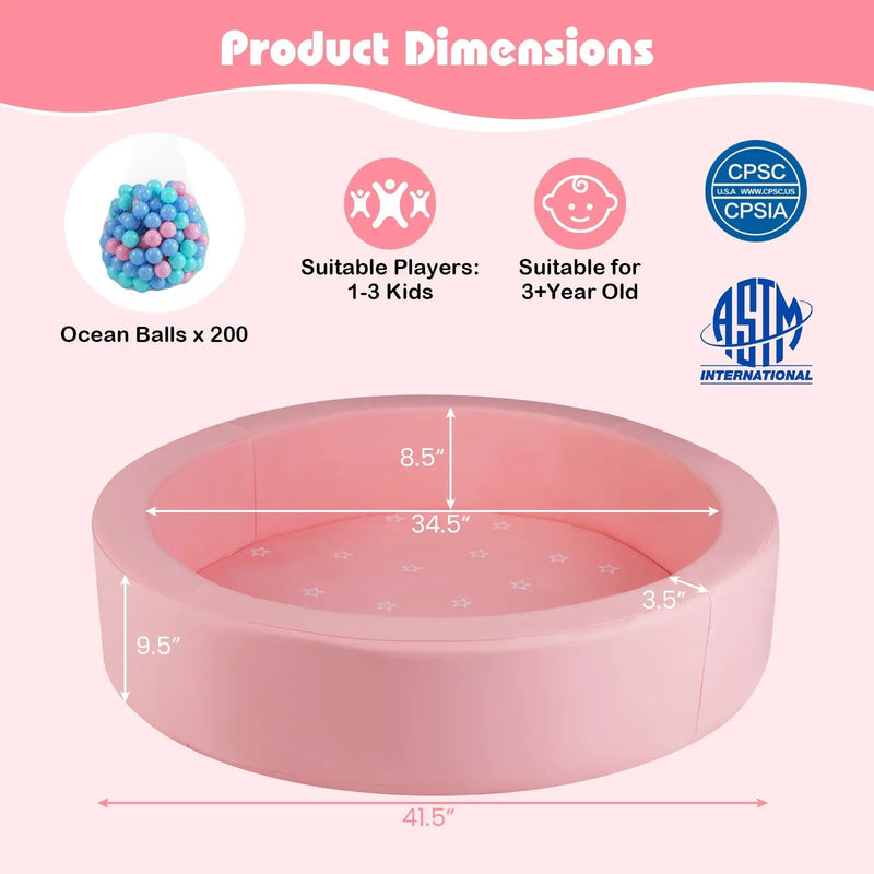 42.5 Inch Round Foam Ball Pits with 25D Sponge Filling and Washable PU Cover for Toddlers by DirectDeals