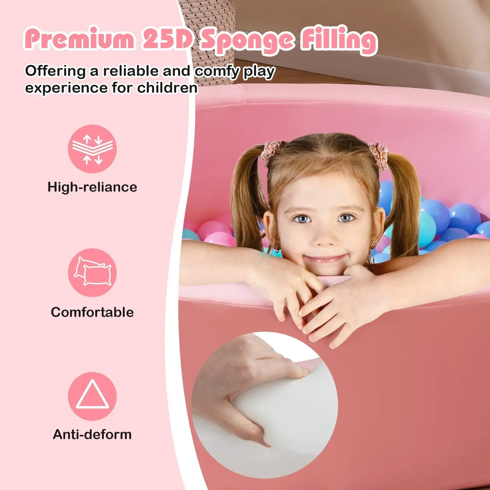 42.5 Inch Round Foam Ball Pits with 25D Sponge Filling and Washable PU Cover for Toddlers by DirectDeals