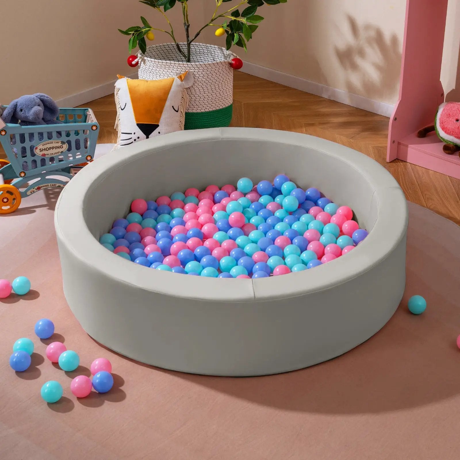 42.5 Inch Round Foam Ball Pits with 25D Sponge Filling and Washable PU Cover for Toddlers by DirectDeals