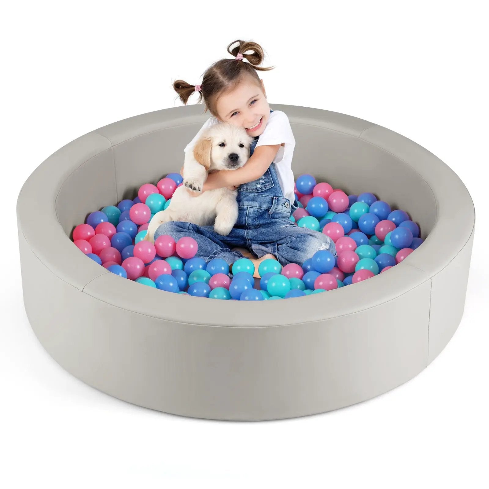 42.5 Inch Round Foam Ball Pits with 25D Sponge Filling and Washable PU Cover for Toddlers by DirectDeals
