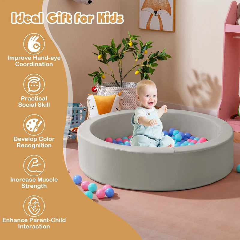 42.5 Inch Round Foam Ball Pits with 25D Sponge Filling and Washable PU Cover for Toddlers by DirectDeals