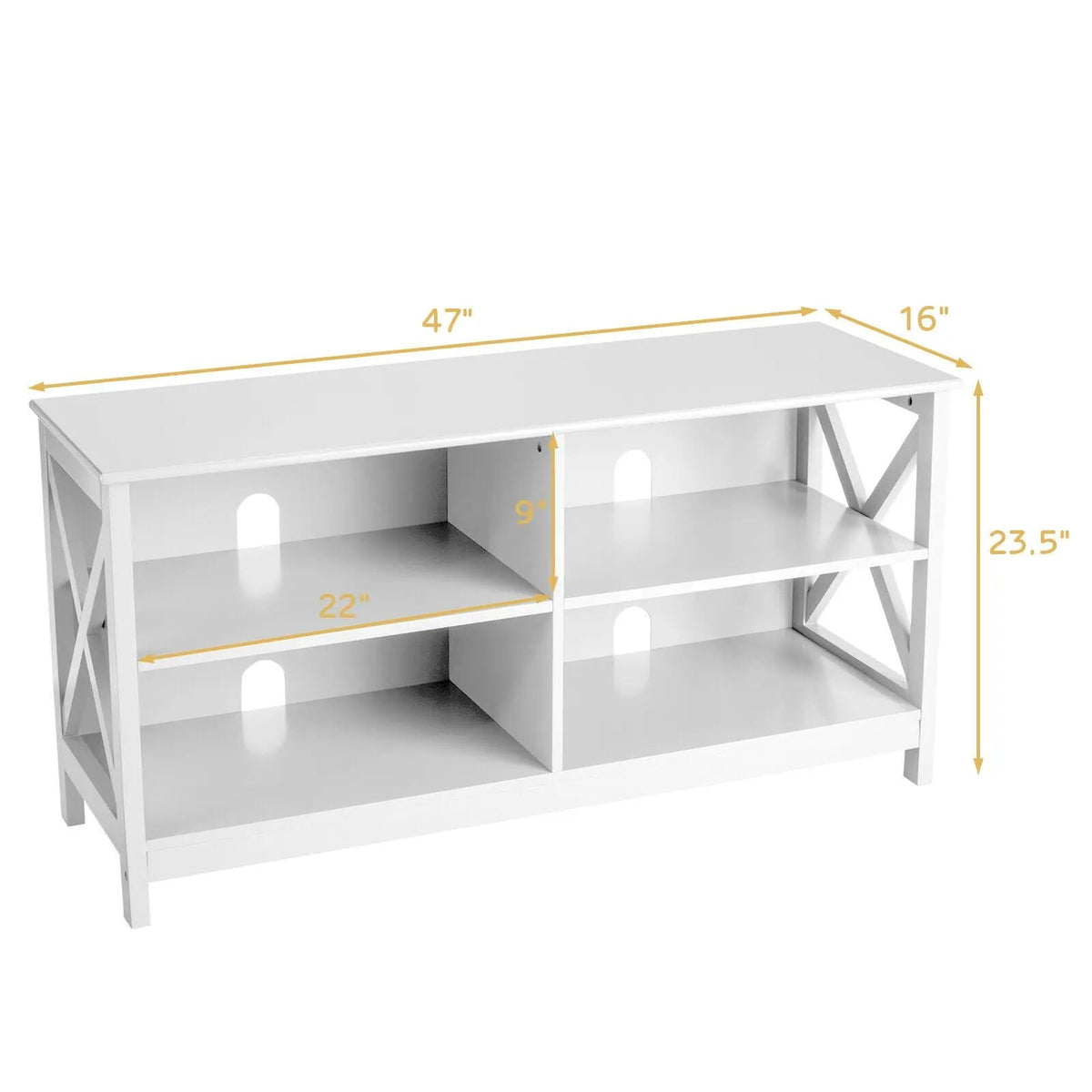 Wooden TV Stand Entertainment for TVs up to 55 Inch with X-Shaped Frame, photo 21 of 32