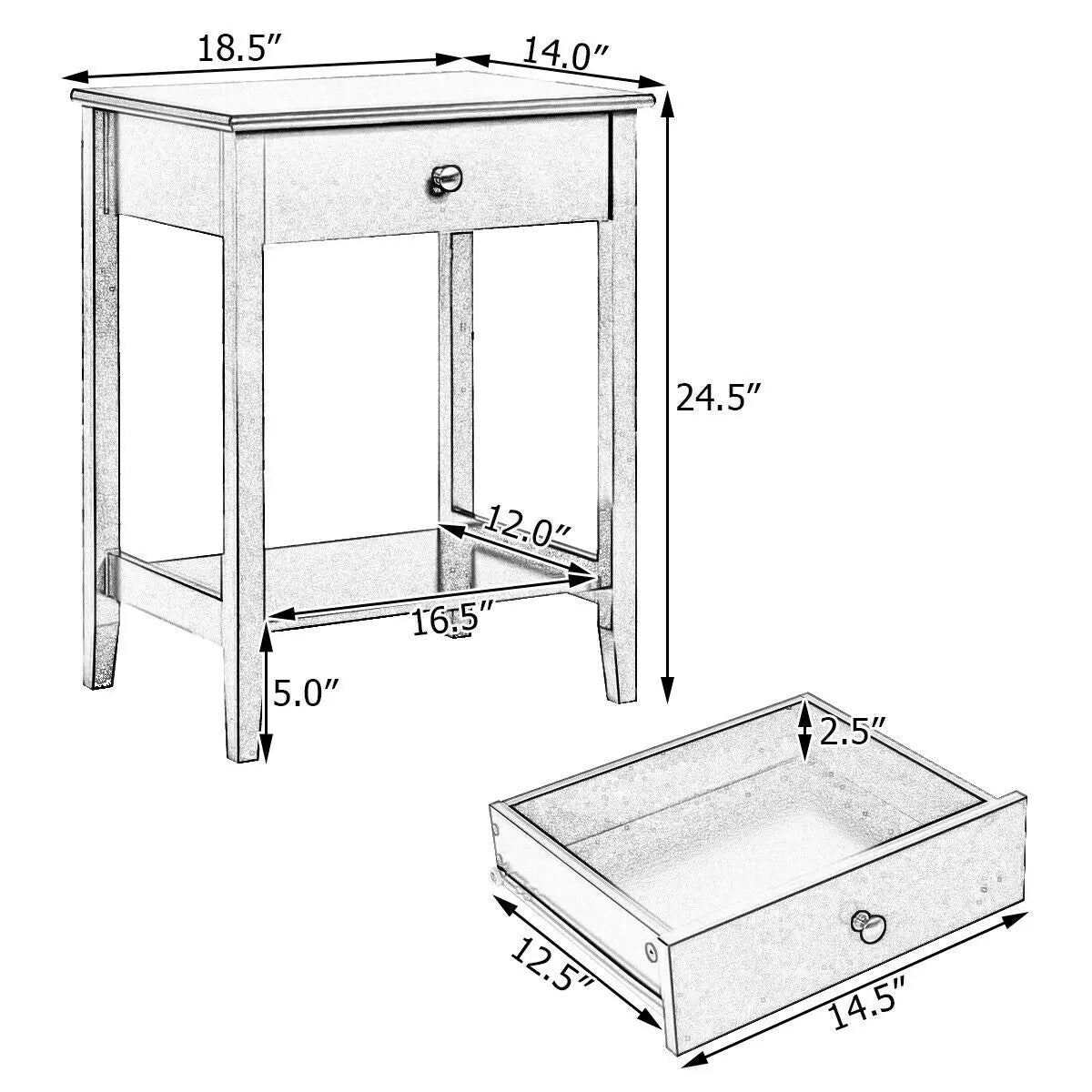 Wooden Nightstand End Table Storage Display, photo 7 of 16