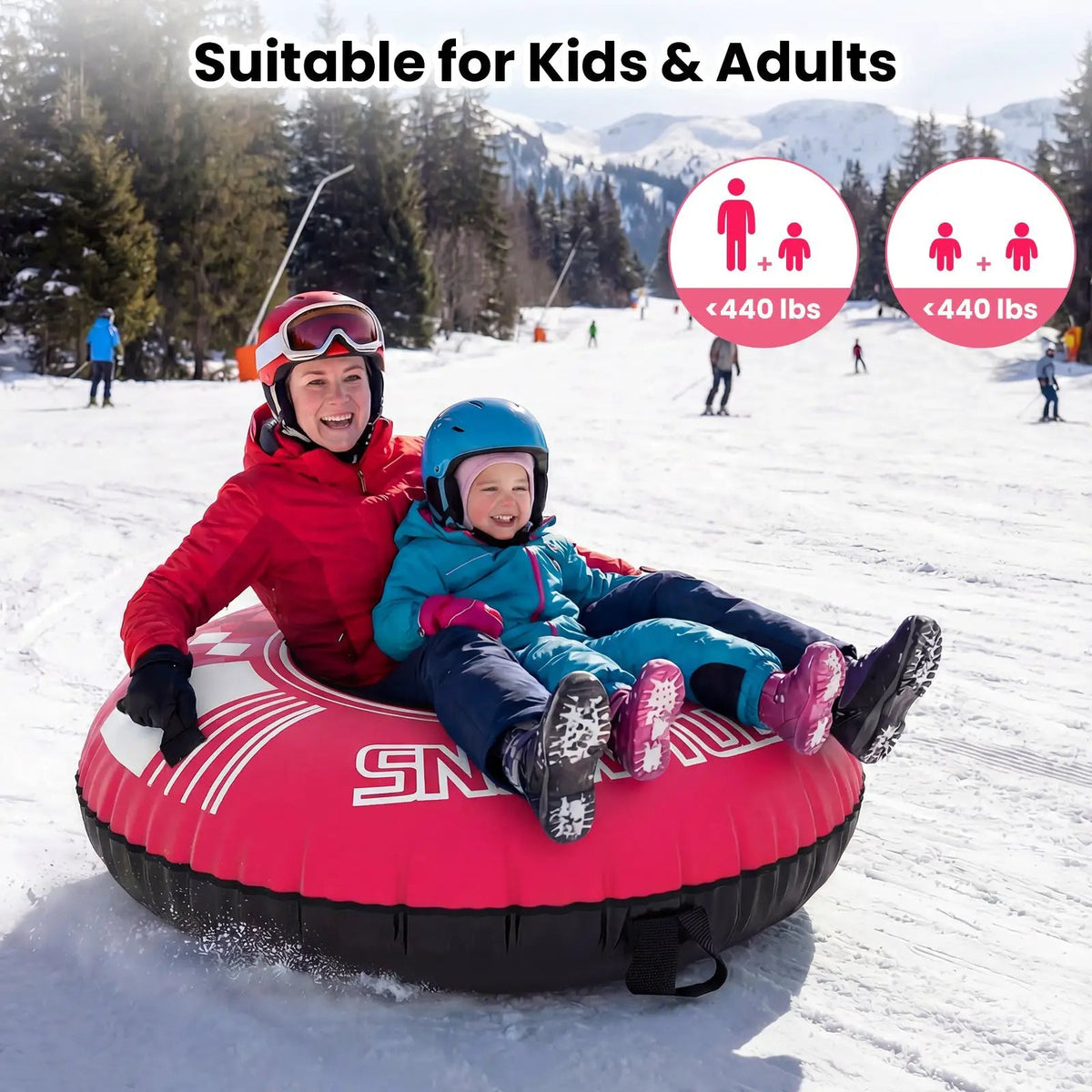 42" Heavy-duty Inflatable Snow Tube with Detachable Tow Strap, photo 14 of 24
