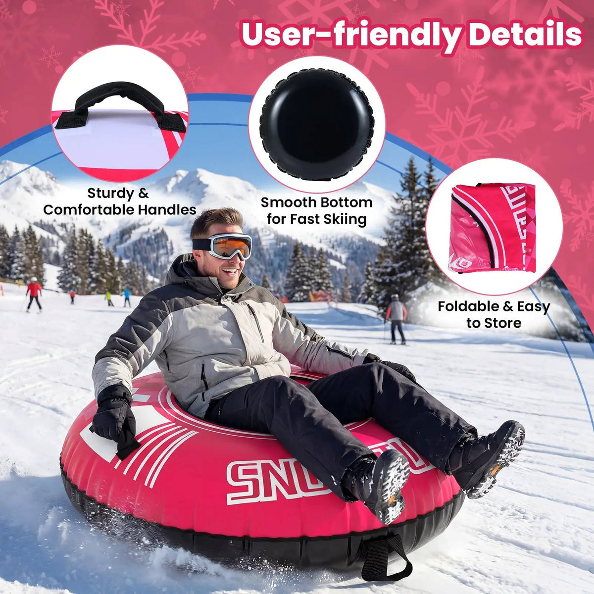 42" Heavy-duty Inflatable Snow Tube with Detachable Tow Strap, photo 16 of 24