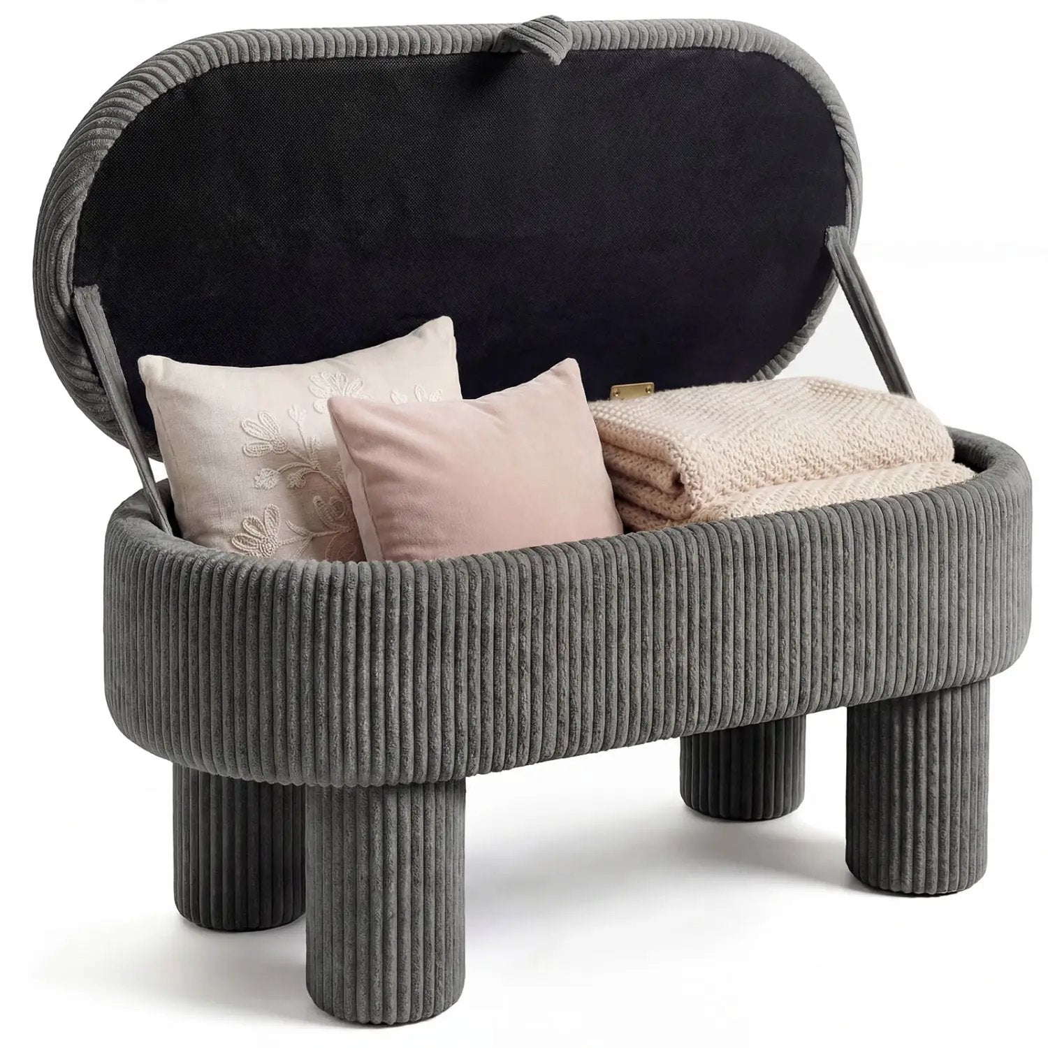 42 Inch Storage Ottoman Bench Corduroy Fabric Upholstered Foot Stool by DirectDeals