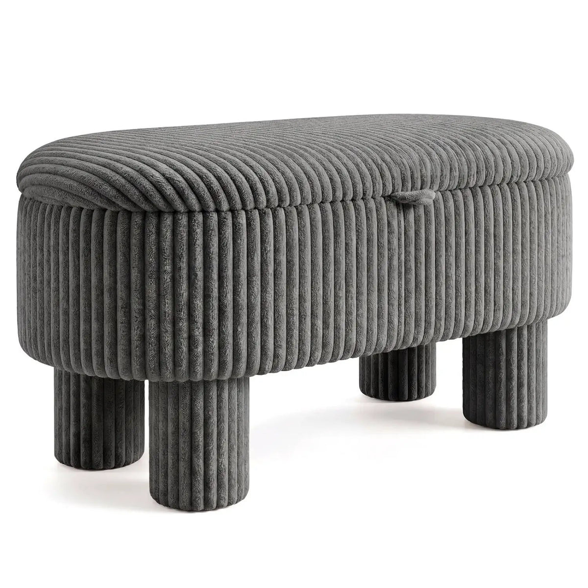 42 Inch Storage Ottoman Bench Corduroy Fabric Upholstered Foot Stool, photo 2 of 16