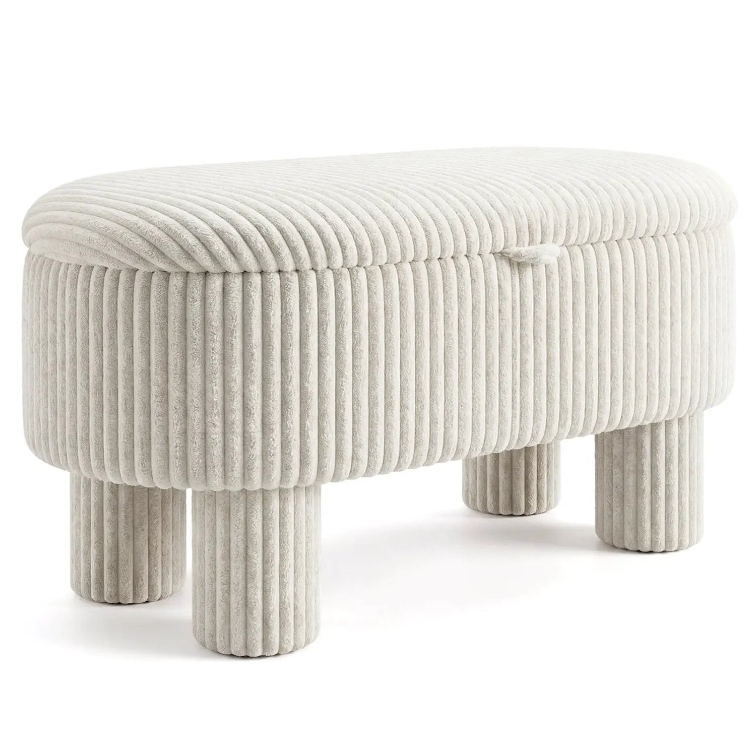 42 Inch Storage Ottoman Bench Corduroy Fabric Upholstered Foot Stool by DirectDeals