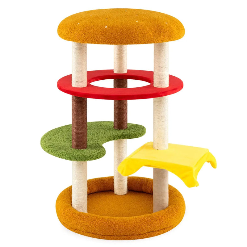 42 Inch Tall Modern Cat Tree Multi-Level with Padded Perch and Cat Bed by DirectDeals