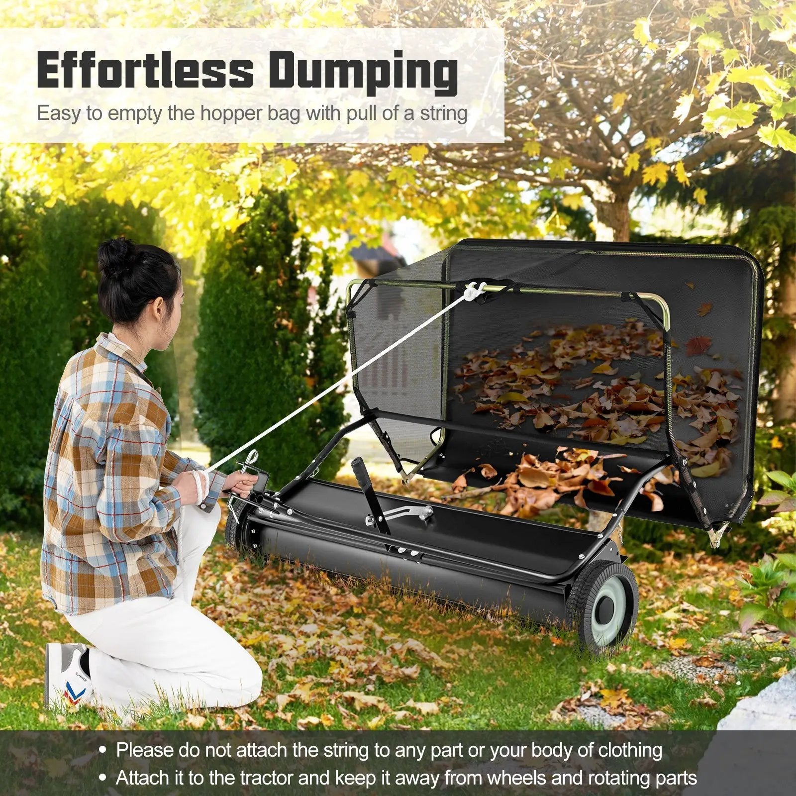 42 Inch Tow-Behind Lawn Sweeper with 26/27 Cu.FT Hopper Bag by DirectDeals