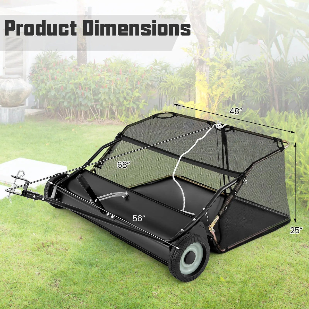 42 Inch Tow-Behind Lawn Sweeper with 26/27 Cu.FT Hopper Bag, photo 7 of 16