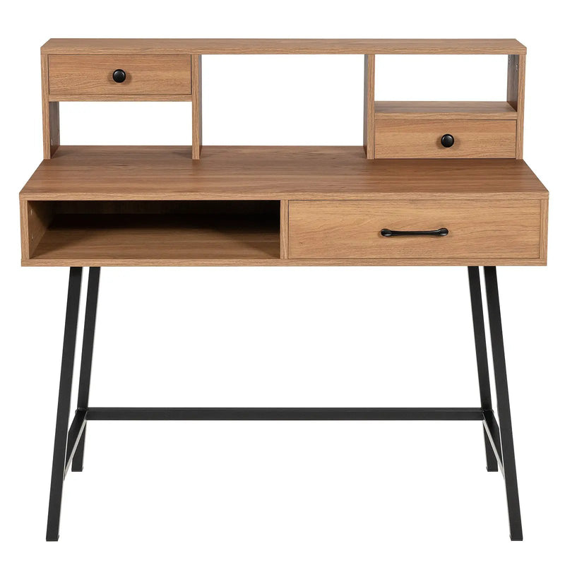 42-Inch Vanity Desk with Tabletop Shelf and 2 Drawers-Natural by DirectDeals