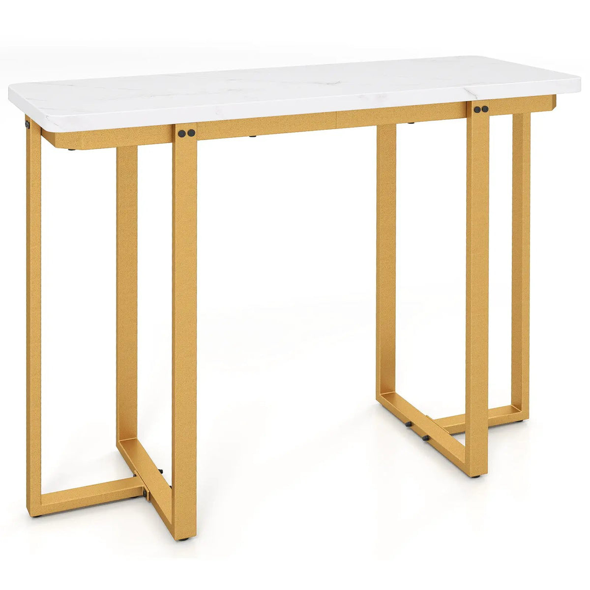42 Inches Modern Faux Marble Entryway Table with Geometric Metal Frame by DirectDeals