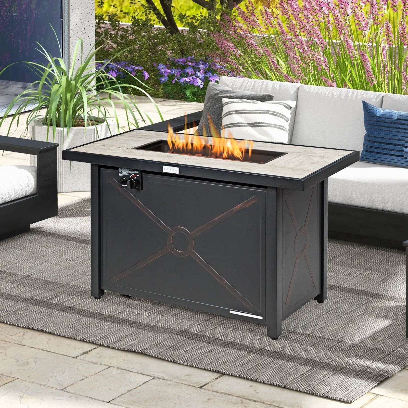 42 Inch 60000 BTU Propane Fire Pit Table with Ceramic Tabletop by DirectDeals