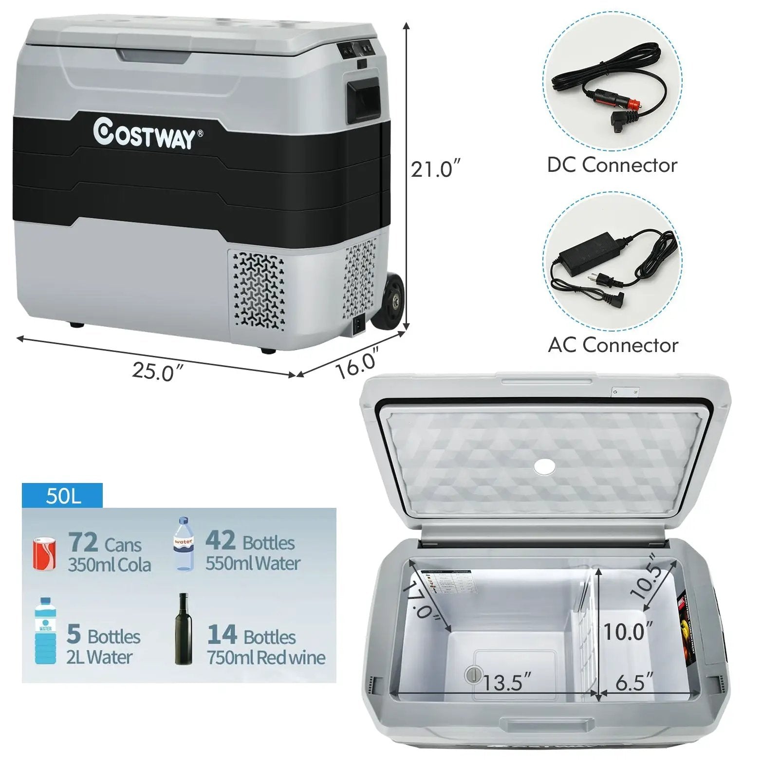 42 QT Portable Dual-Zone Car Refrigerator by DirectDeals
