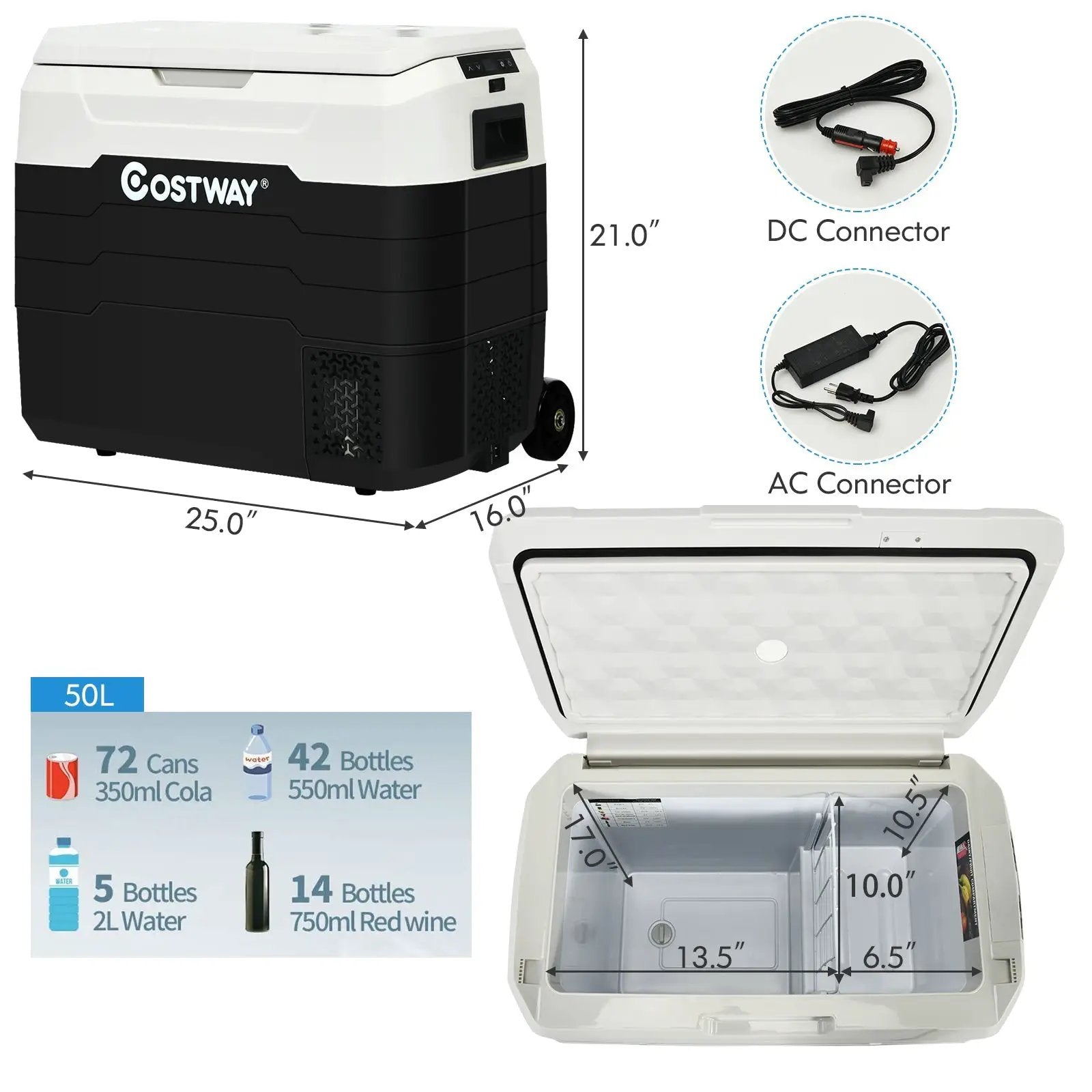 42 QT Portable Dual-Zone Car Refrigerator by DirectDeals