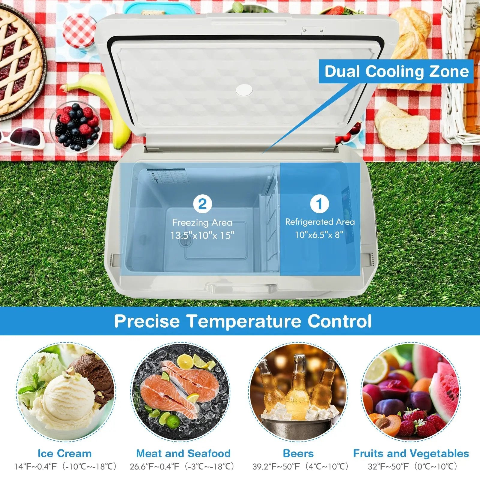 42 QT Portable Dual-Zone Car Refrigerator by DirectDeals
