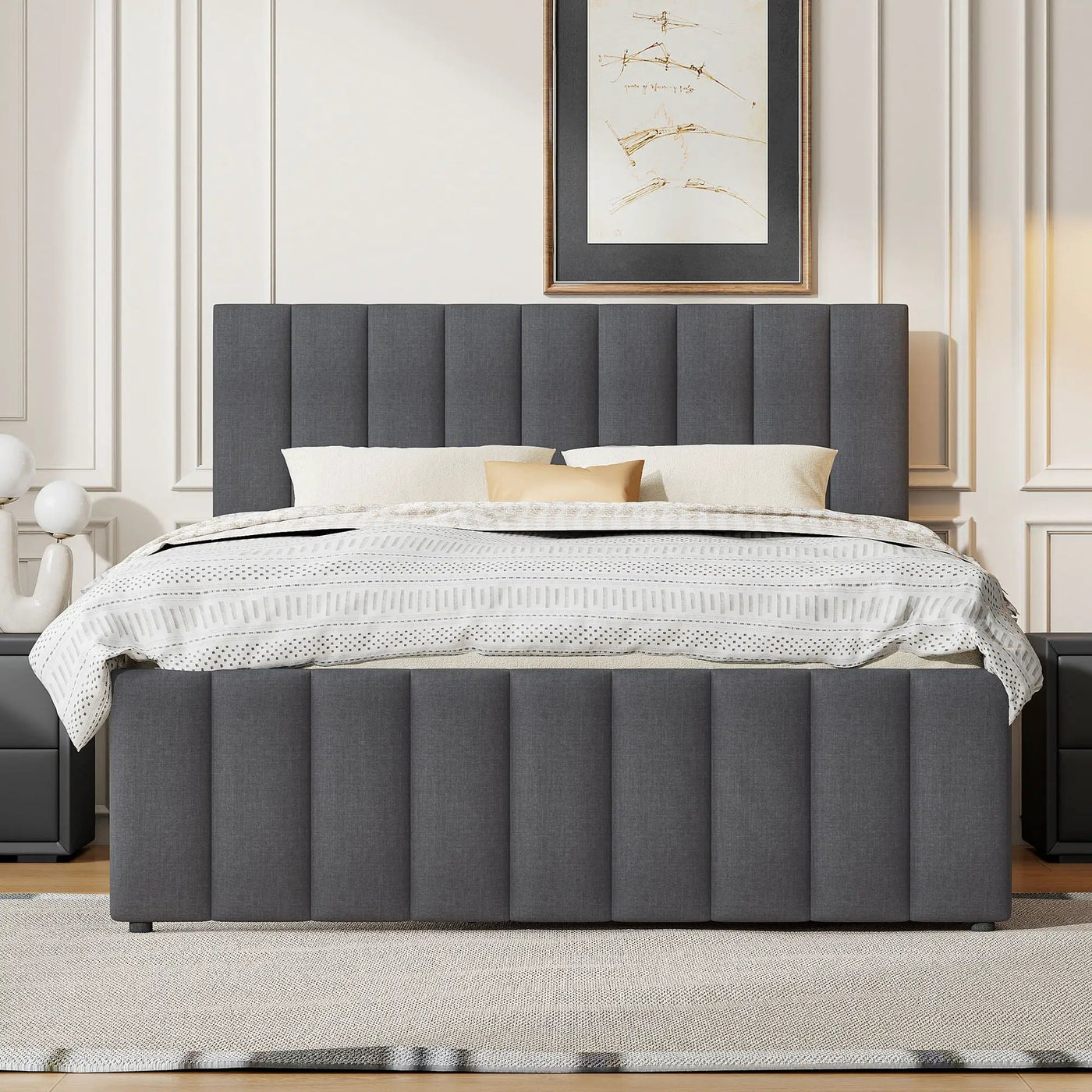 Upholstered Platform Bed With Twin Size Trundle And 3 Drawers by Unique Piece Furniture