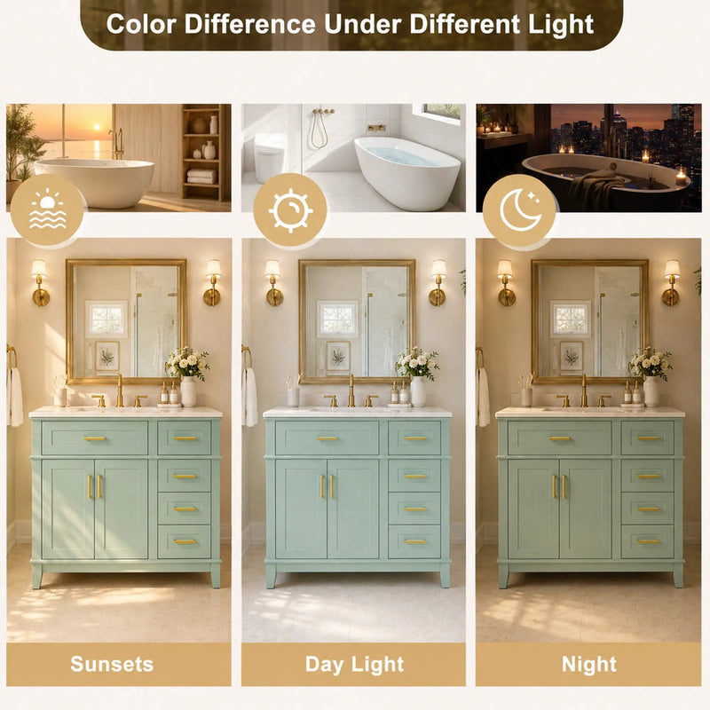 36" Light Green Bathroom Vanity by HouseOfZazla