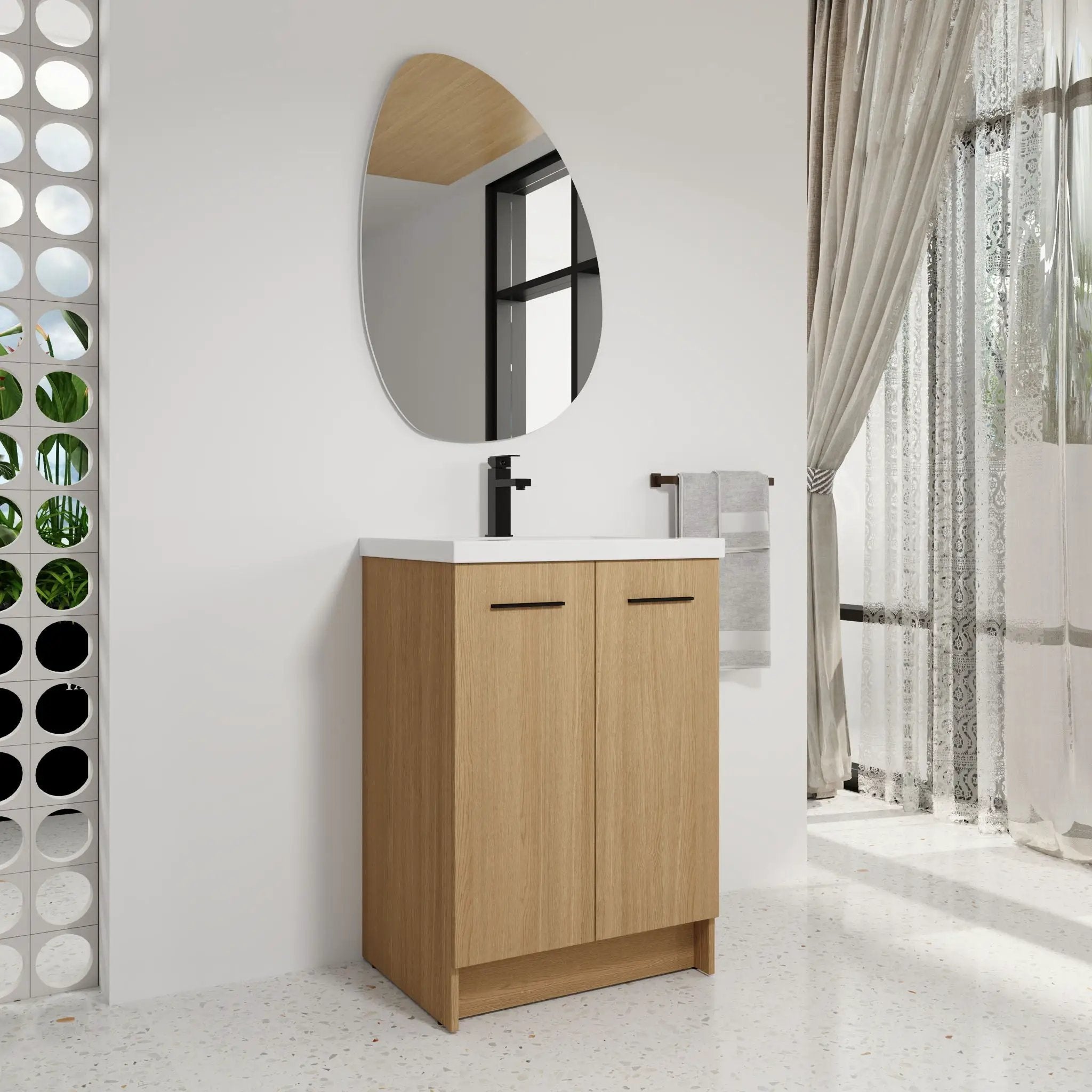 Floating Bathroom Vanity With Sink, Wall Mounted Double Door Storage by Unique Piece Furniture