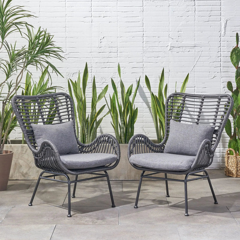 Modern Aesthetic Outdoor Rattan Accent Chair With Metal Legs by HouseOfZazla