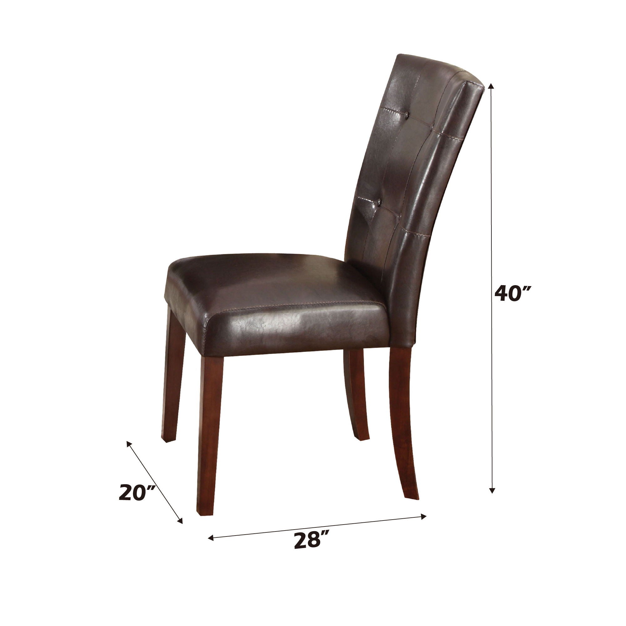 Britney - Synthetic Leather Side Chair (Set of 2) - Brown / Walnut by HouseOfZazla