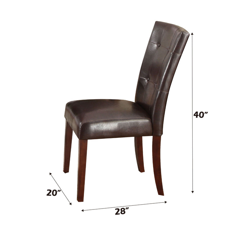 Britney - Synthetic Leather Side Chair (Set of 2) - Brown / Walnut by HouseOfZazla