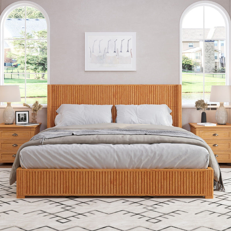 Platform Bed Frame With Headboard, Floor Standing Design by HouseOfZazla