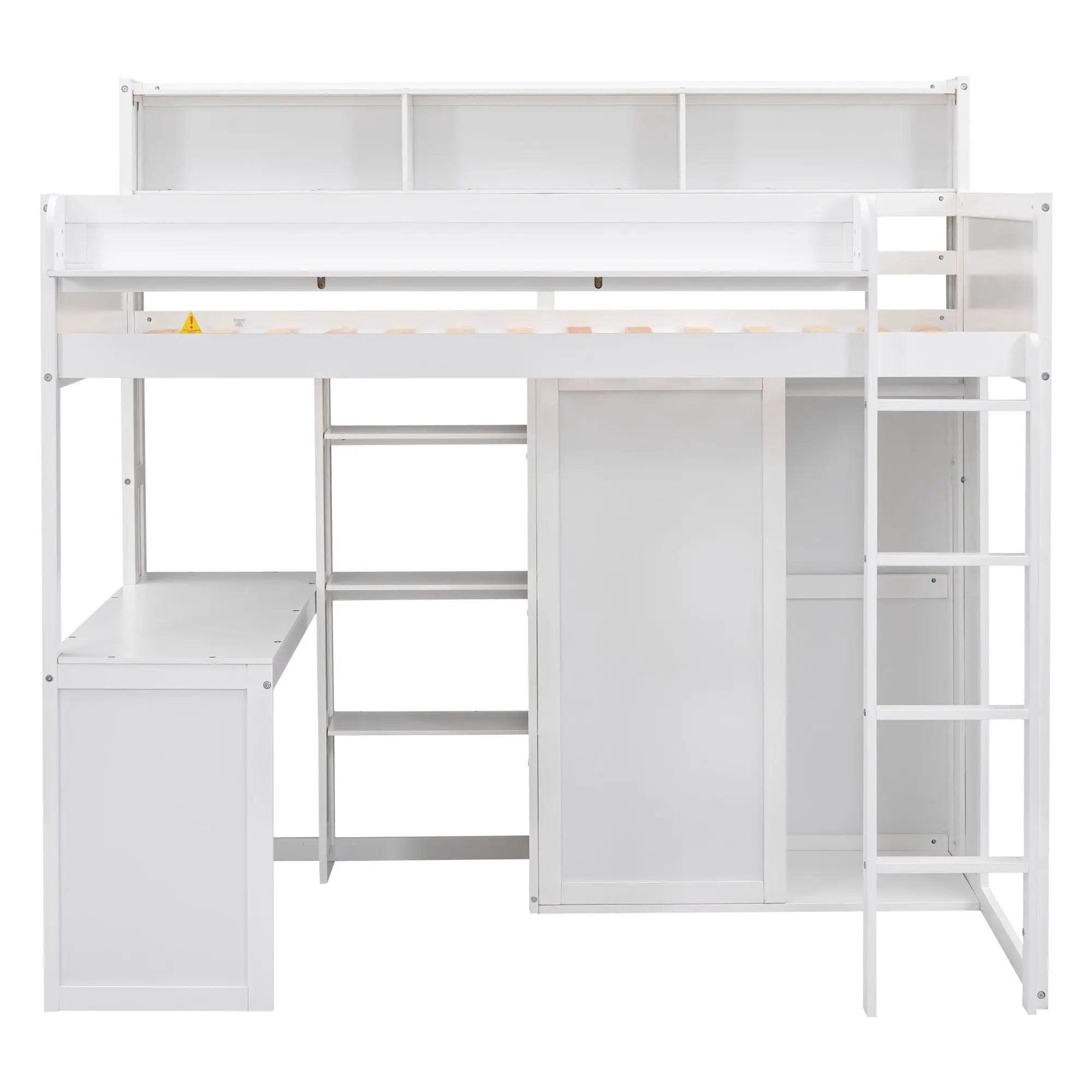 Loft Bed With Built In Desk, Storage Shelves, And Wardrobe by HouseOfZazla