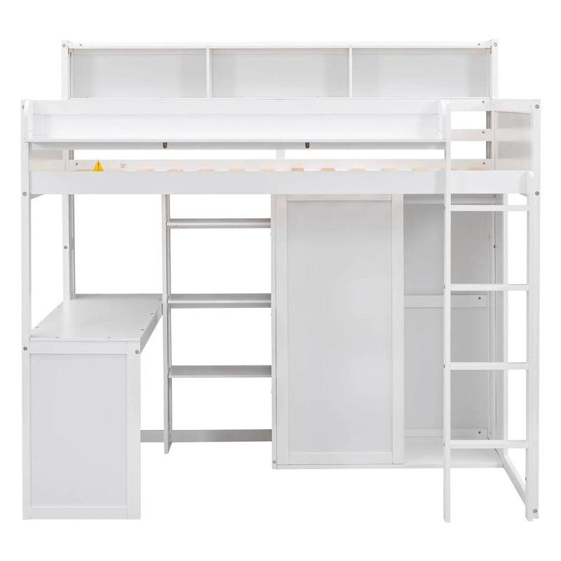 Loft Bed With Built In Desk, Storage Shelves, And Wardrobe by HouseOfZazla