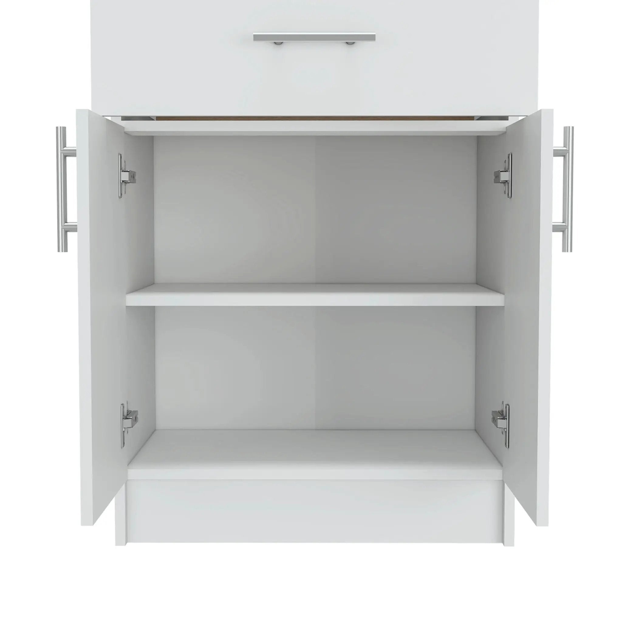 Pantry Organizer Cabinet One Drawer, Two Interior Shelves, Two Doors - White / Light Oak by Unique Piece Furniture