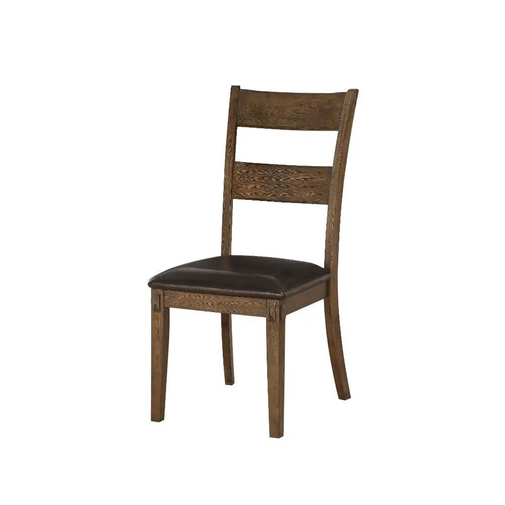 Nabirye - Side Chair (Set of 2) - Esspresso Synthetic Leather & Dark Oak by Unique Piece Furniture